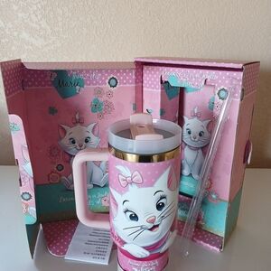 40 Oz Marie Cat Pink and White Travel Mug
